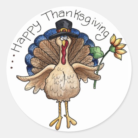Sticker Rond Happy Thanksgiving (Devant)