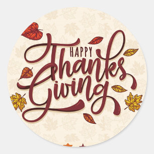 Sticker Rond Happy Thanksgiving