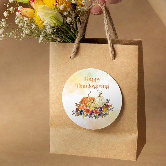 Sticker Rond Happy Thanksgiving