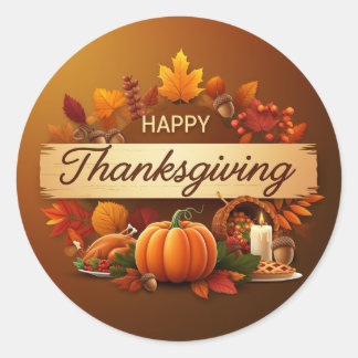 Sticker Rond Happy Thanksgiving