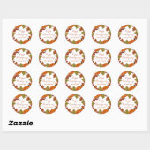 Sticker Rond Happy Thanksgiving  Family Name Autumn   (Feuille)