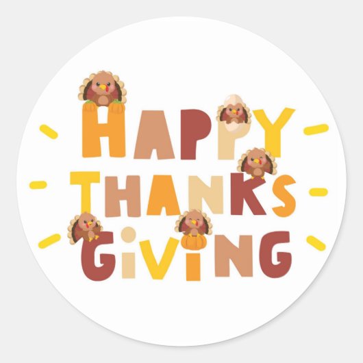 Sticker Rond Happy Thanksgiving Unique Gift (Devant)