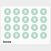 Sticker Rond Happy Tooth dessin dentiste brosse à dents brosse (Feuille)