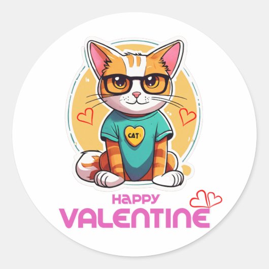 Sticker Rond Happy Valentine Day (Devant)
