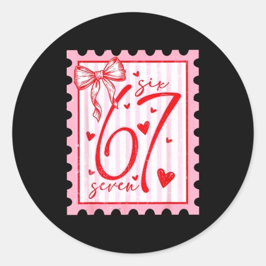 Sticker Rond Happy Valentine’s Day 67 Meme Hearts Coquette Bow  (Devant)