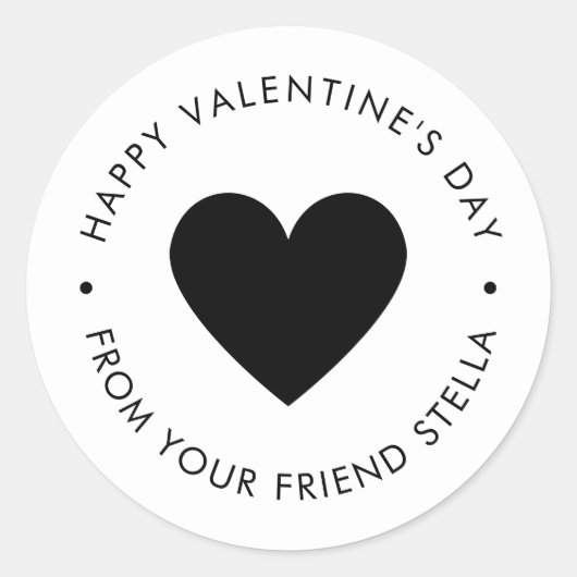 Sticker Rond Happy Valentine's Day Black Heart (Devant)