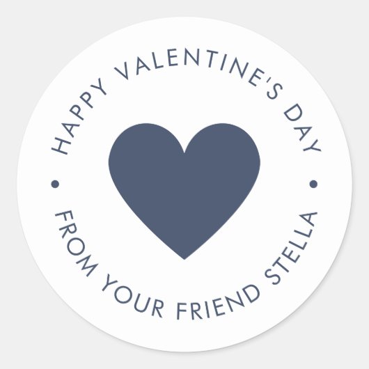 Sticker Rond Happy Valentine's Day Blue Heart (Devant)