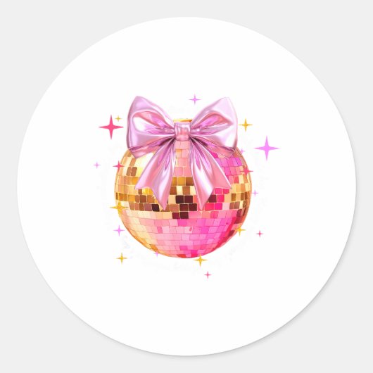 Sticker Rond Happy Valentine's Day Funny Coquette Disco Ball Gi (Devant)