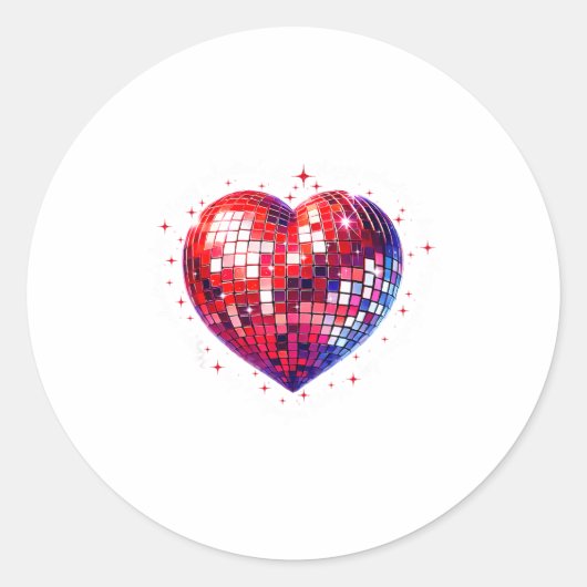 Sticker Rond Happy Valentine's Day Funny Coquette Red Disco Bal (Devant)
