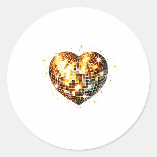 Sticker Rond Happy Valentine's Day Funny Gold Coquette Disco Ba (Devant)