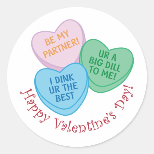Sticker Rond Happy Valentine's Day Pickleball Style-2 (Devant)
