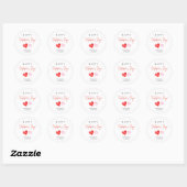 Sticker Rond Happy Valentine's Day Pink & Red Hearts (Feuille)