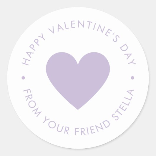 Sticker Rond Happy Valentine's Day Purple Heart  (Devant)