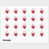 Sticker Rond Happy Valentines Day red heart modern script (Feuille)