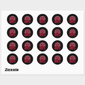 Sticker Rond Happy Valentines Day Red Hearts Rainbow Leopard Wo (Feuille)