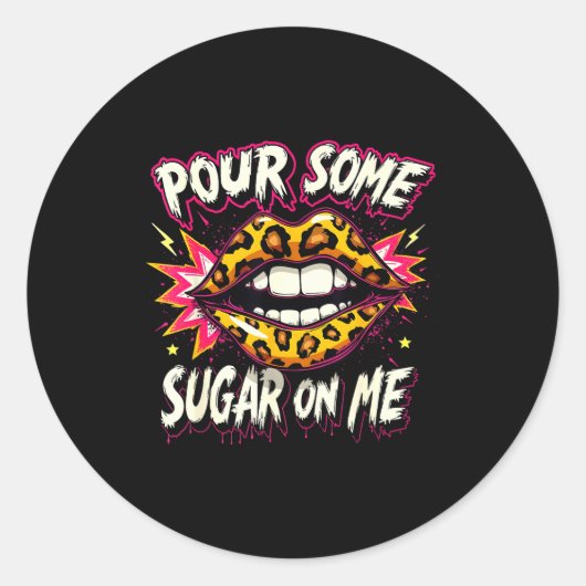 Sticker Rond Happy Valentine's Day Retro Leopard Lips Ur Some S (Devant)