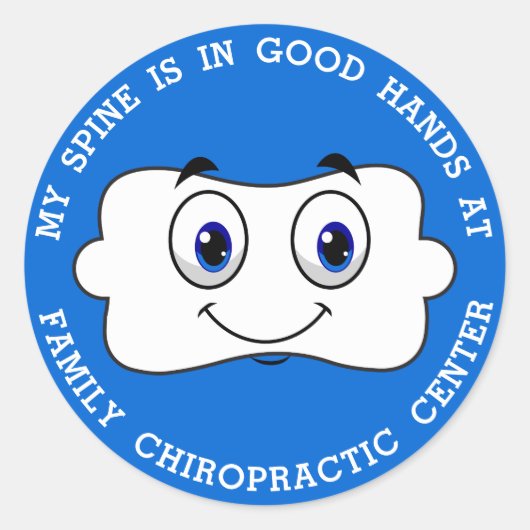 Sticker Rond Happy Vertebra - Spine En Bonnes Mains Chiropratiq (Devant)