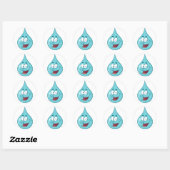 Sticker Rond Happy Water Drop Caractère de dessin (Feuille)
