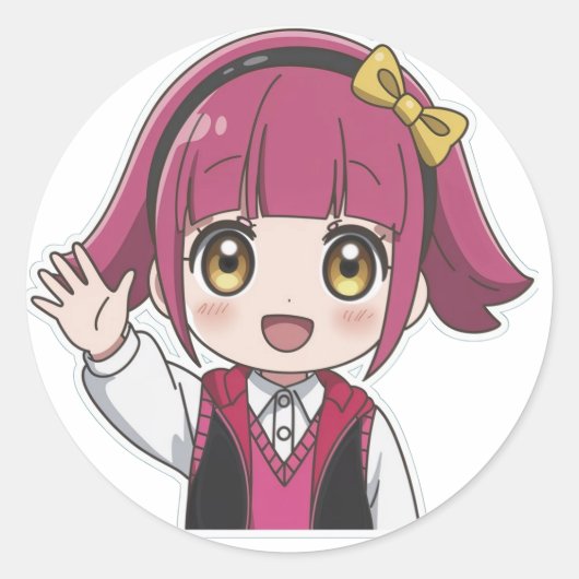 Sticker Rond "Happy Wave Anime Sticker" (Devant)