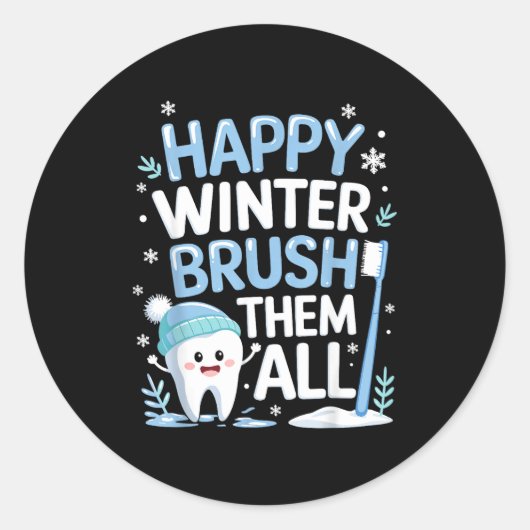 Sticker Rond Happy Winter Bruhem All Teeth Dental Dentist Chris (Devant)