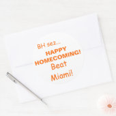 Sticker Rond HAPPYHOMECOMING !, Beat Miami !, BH sez... (Enveloppe)