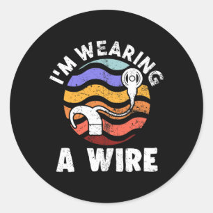 Sticker Rond Hard Of Hearing Fun ASL Hearing Impaired I'm Weari