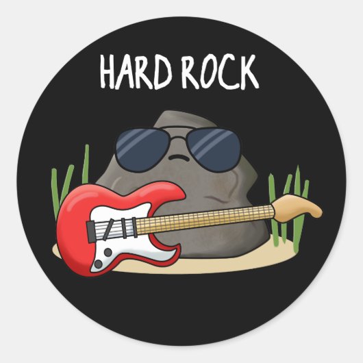 Sticker Rond Hard Rock Funny Geology Music Pun Dark BG (Devant)