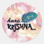 Sticker Rond "Hare Krishna" Peacock Feather Hindu (Devant)