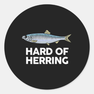 Sticker Rond Hareng Difficile J'aime Pêche Blague Poisson Humou