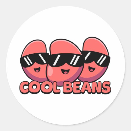 Sticker Rond Haricots cool ! Cute Kidney Bean Pun (Devant)