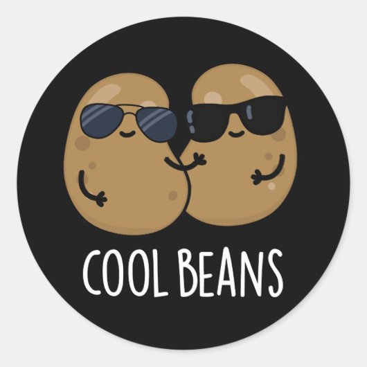 Sticker Rond Haricots cool Funny Veggie Legume Pun Dark BG (Devant)