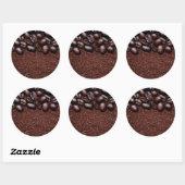 Sticker Rond Haricots de café - Modèles Customisés Java Bean (Feuille)