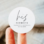 Sticker Rond HARLOW Moderne minimaliste Mariage Son préféré<br><div class="desc">La collection Mariage Harlow présente une police moderne pointue et un design simple et minimaliste. Parfait pour votre couple simple et intemporel.</div>