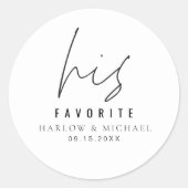 Sticker Rond HARLOW Moderne minimaliste Mariage Son préféré (Devant)