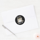 Sticker Rond Harmoni cat Funny Harmonica Cat Pun Dark BG (Enveloppe)
