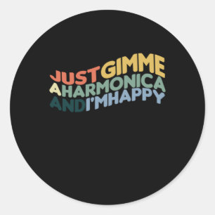 Sticker Rond Harmonica Et Im Happy Blues Musique Cadeau Acousti