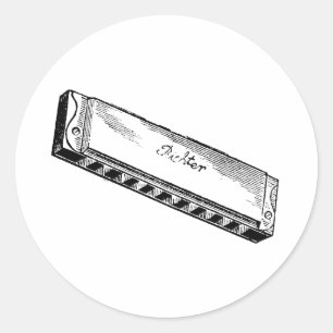 Sticker Rond Harmonica/harpe de bleus