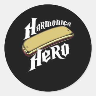 Sticker Rond Harmonica Hero Instrument Band Blues Musique Cadea