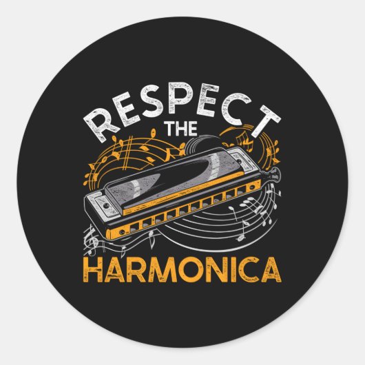Sticker Rond Harmoniciste Respecter L'Harmonica (Devant)