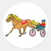Sticker Rond Harness Racing Cheval et conducteur (Devant)