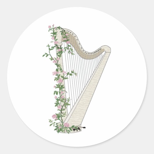 Sticker Rond Harpe avec Rose (Devant)