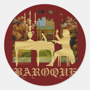Sticker Rond Harpsichord baroque