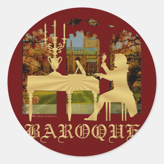 Sticker Rond Harpsichord baroque (Devant)