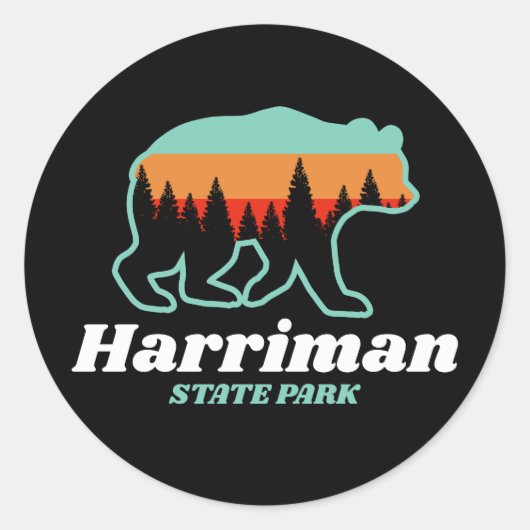Sticker Rond Harriman State Park Idaho ID Bear Retro (Devant)