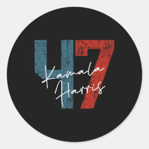 Sticker Rond Harris 2024 47th President Save Democracy Us Flag