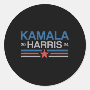 Sticker Rond Harris 2024 Bold Retro Stripe Star