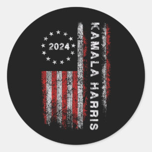 Sticker Rond Harris 2024 Drapeau américain Kamaka Supporter 1