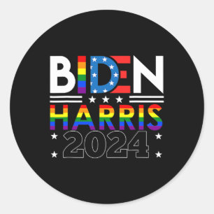 Sticker Rond Harris 2024 Gay pride du drapeau arc-en-ciel Lgbt