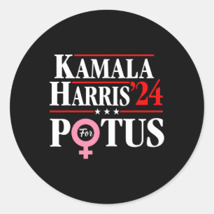 Sticker Rond Harris 24 For President 2024 Kamala For Women Girl