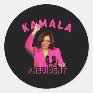 Sticker Rond Harris Aka Pour Président 47 Pink Comma La 2024 Wo